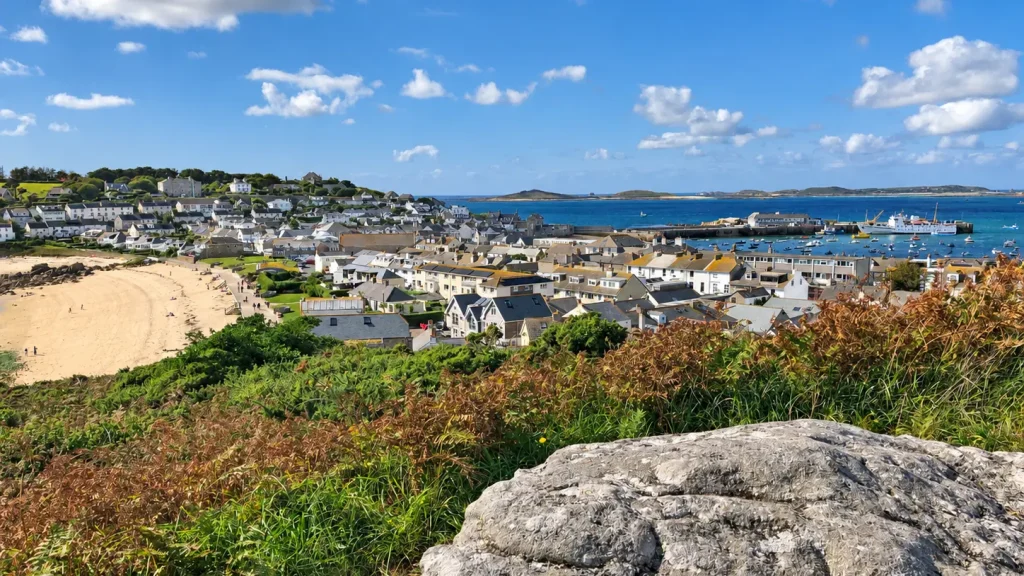 Hugh Town and the harbour on St Mary's, Isles of Scilly